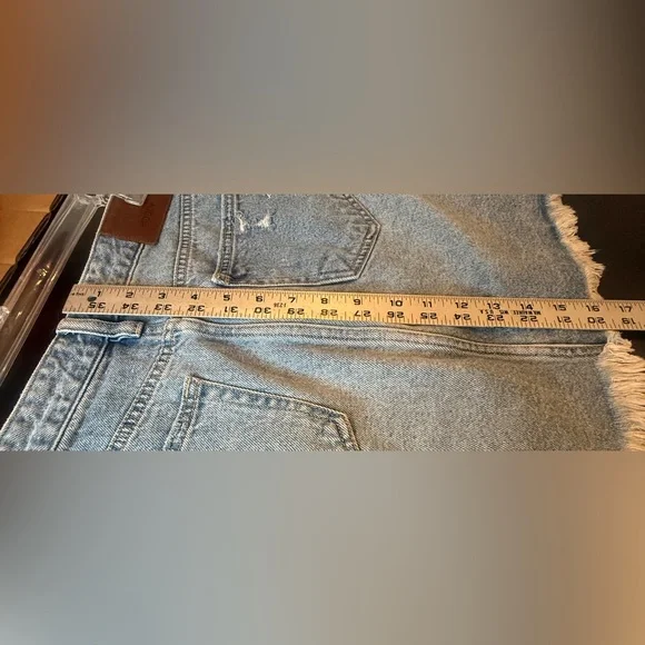 Hidden Los Angeles Denim Asymmetrical Skirt with Frayed Hem EUC sz M no stretch. - Picture 9 of 9